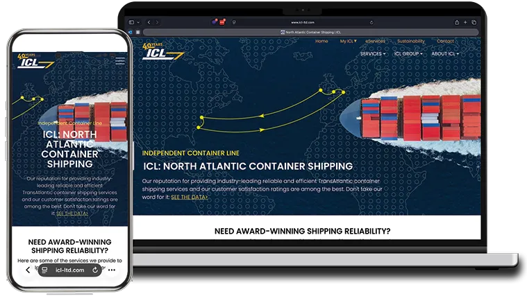 Independent Container Line website on desktop