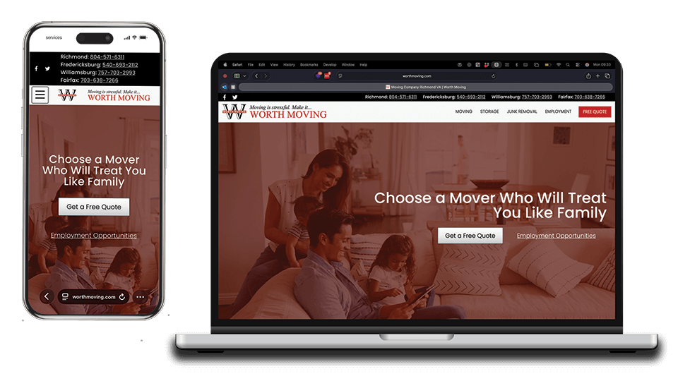 Worth Moving website on laptop and phone