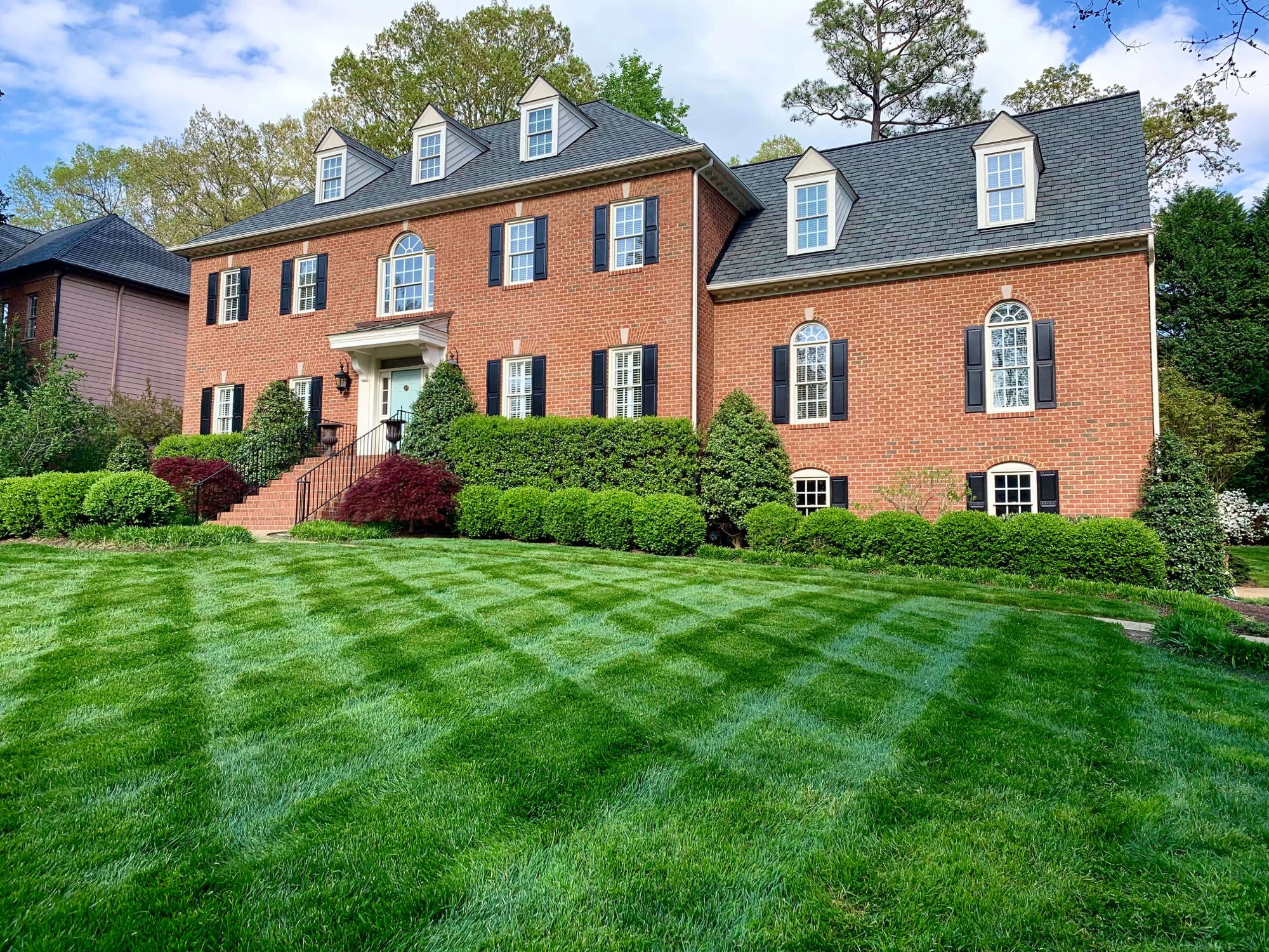 Residential property with striped grass