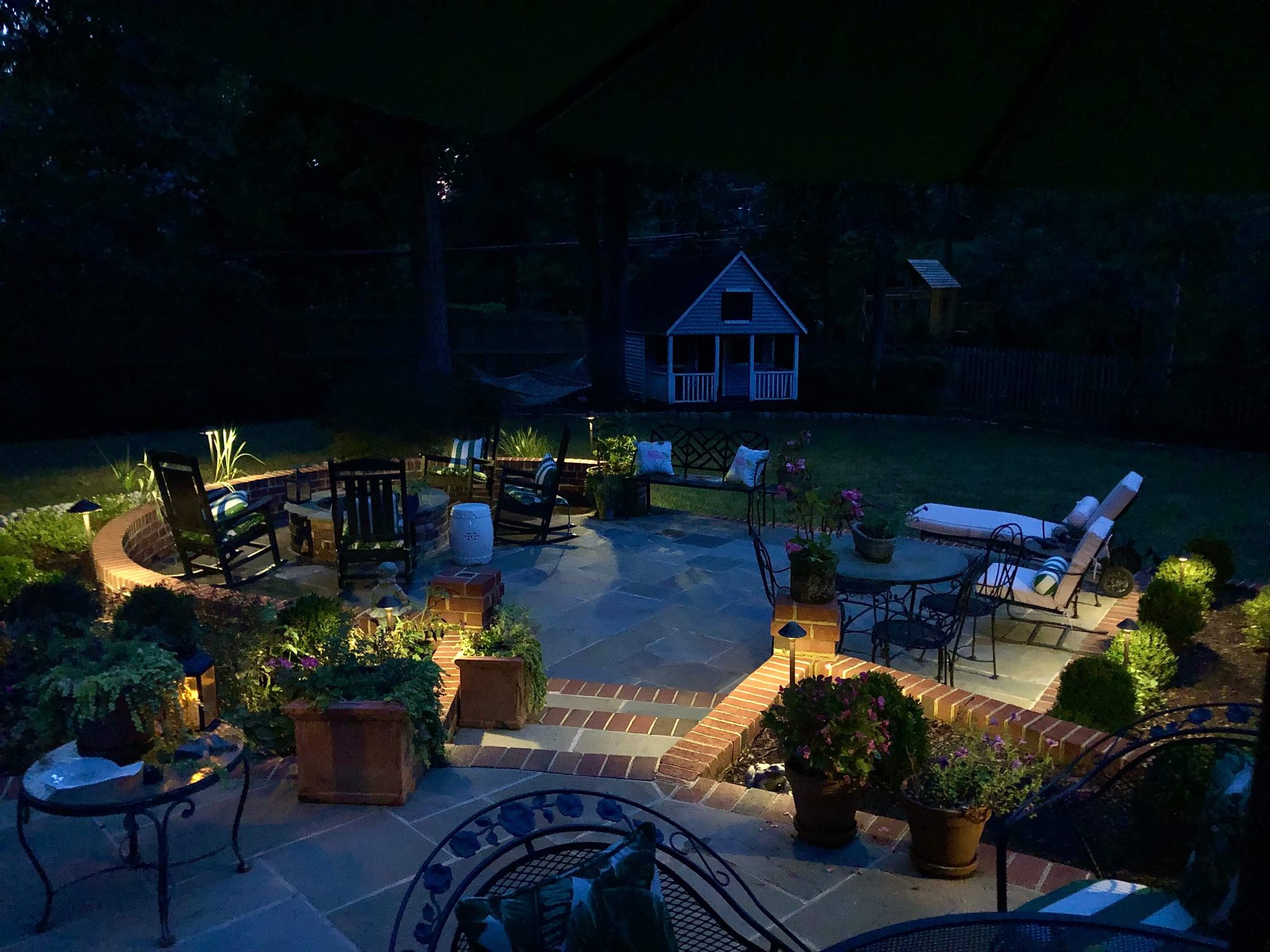 Landscape lighting project at night