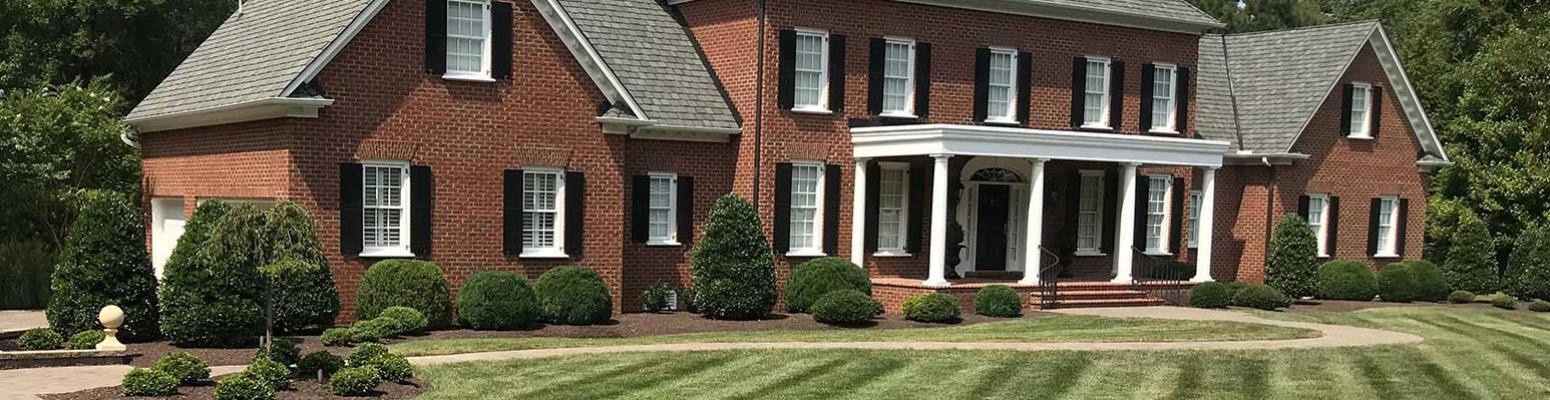 Neatly pruned shrubs