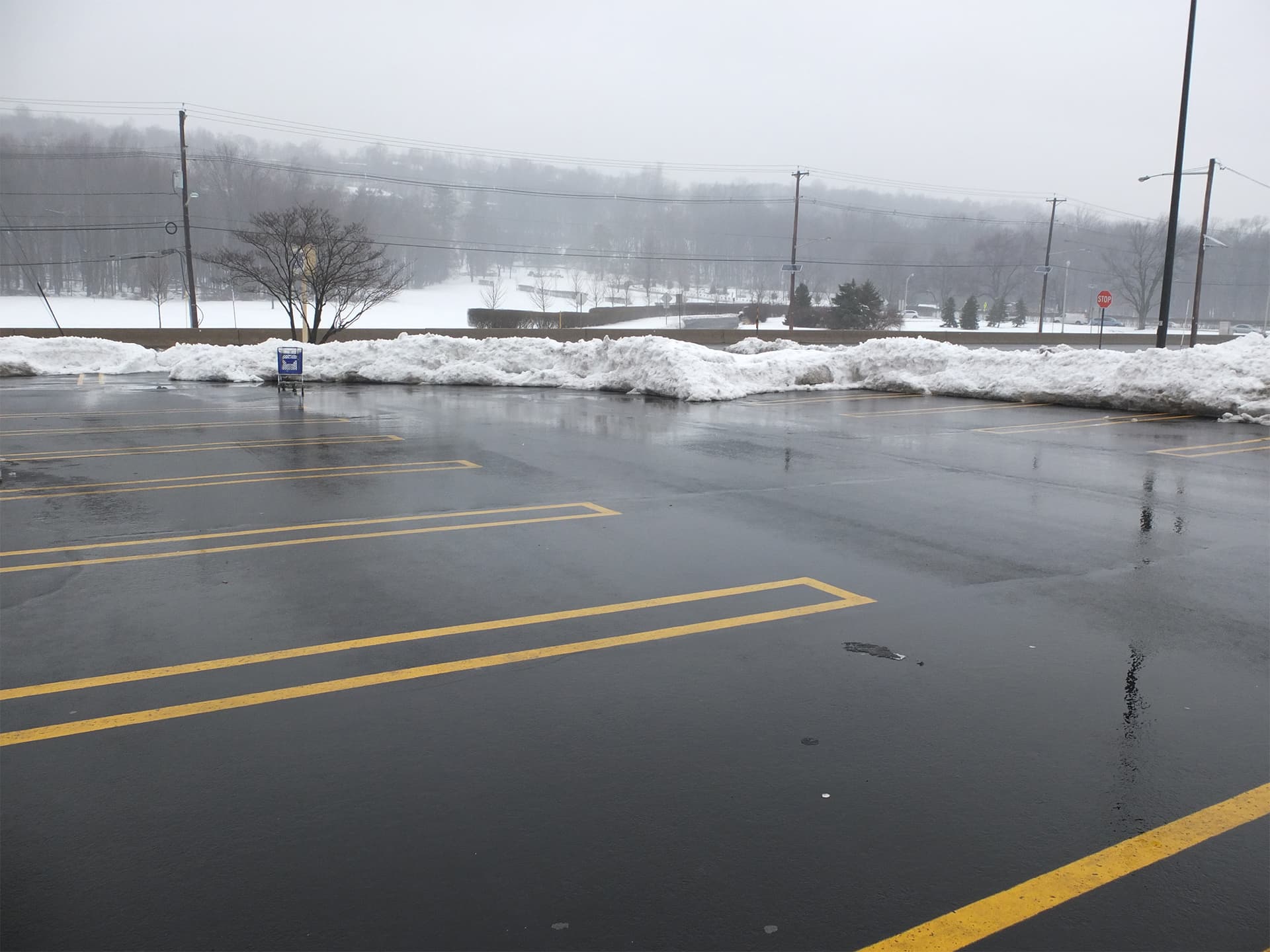 Snow plowed parking lot in Richmond, VA