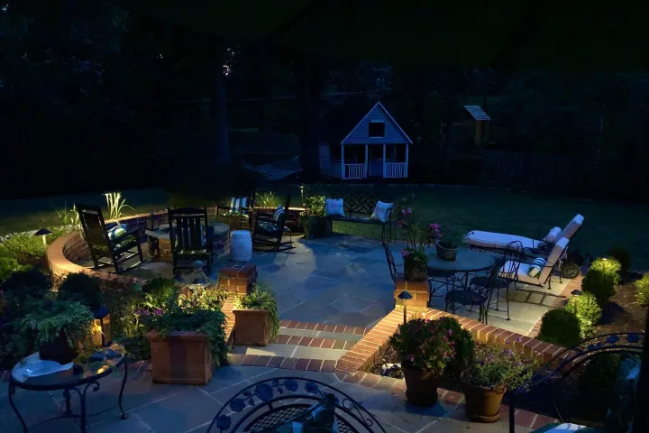 Landscape lighting project at night