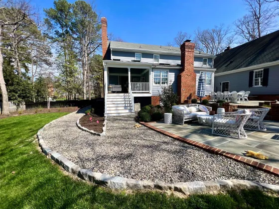 Chalet stone walkway with cobble stone border