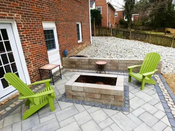 Firepit in a patio that we completed