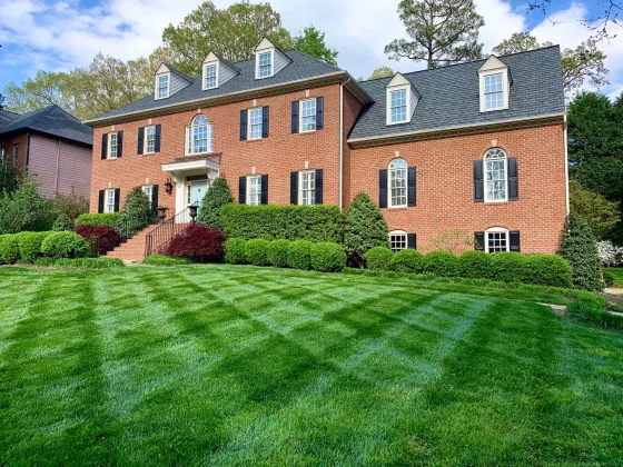 Residential property with striped grass
