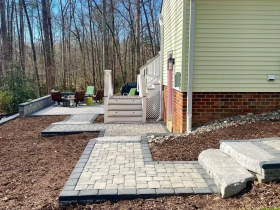 Paver walkway with stone steps