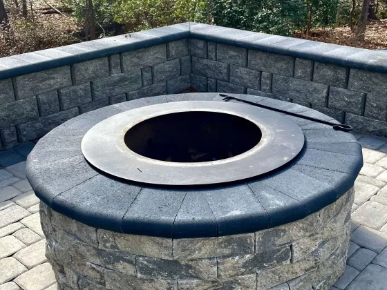 Close up of fire pit at same residence
