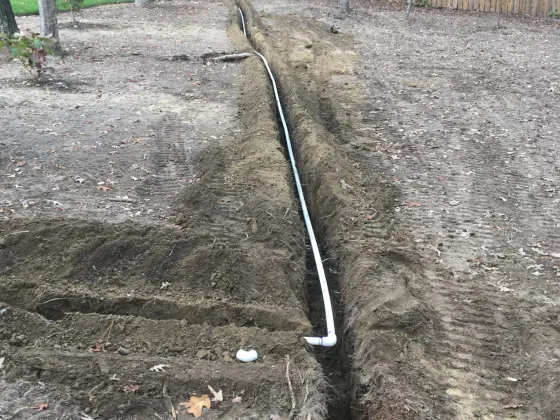 Irrigation trench in dry soil