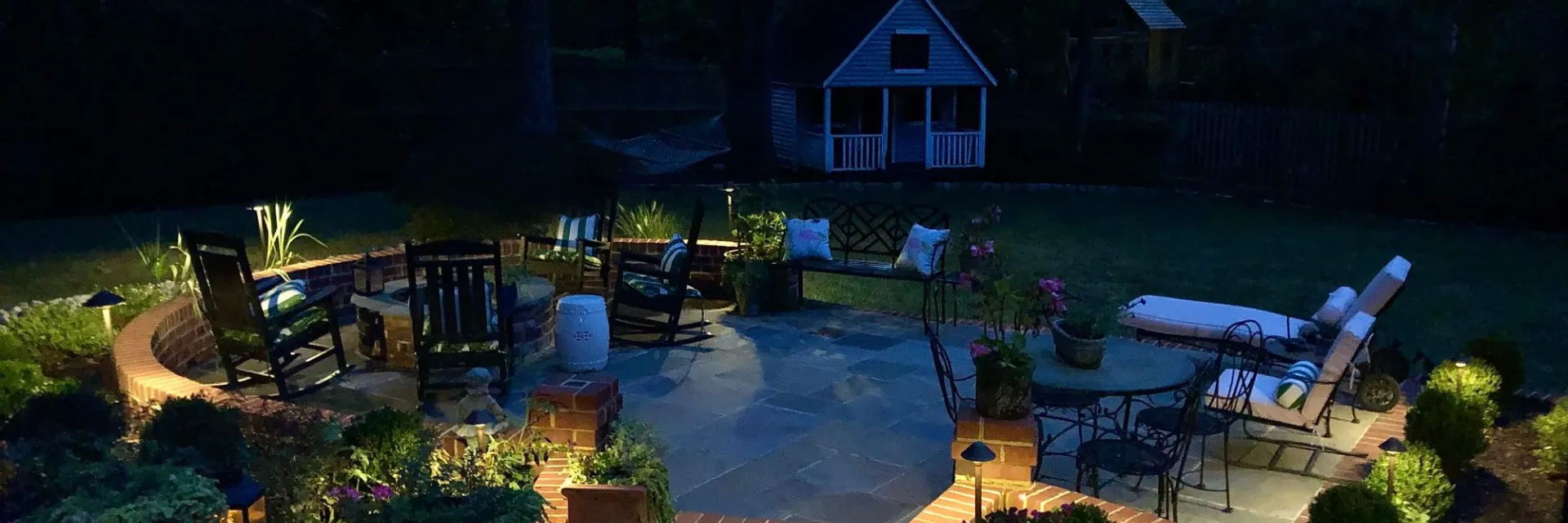 Landscape lighting project at night